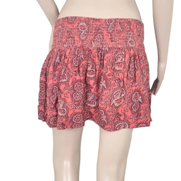 Hollister Orange Tapestry Elastic Waistband Pleated Mini Skirt - Picture 2 of 6